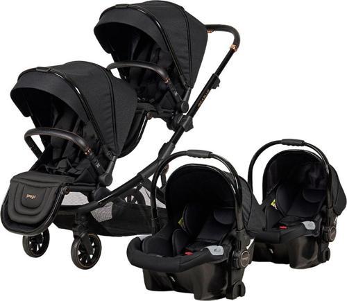 Ibiza Travel System (Seyehat Sistem) Ikiz Bebek Arabası 2 Adet Puset Tam Set Siyah (Yeni Model)