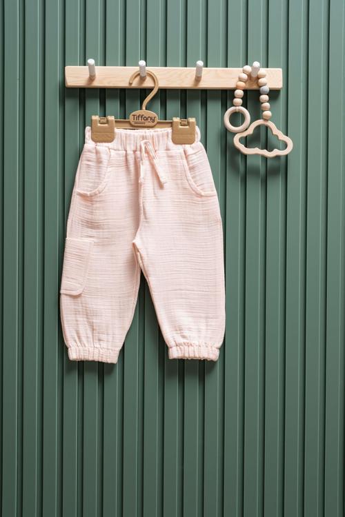 Unisex Müslin Kargo Cepli Pantolon  6 Ay  3 Yaş  %100 Pamuk