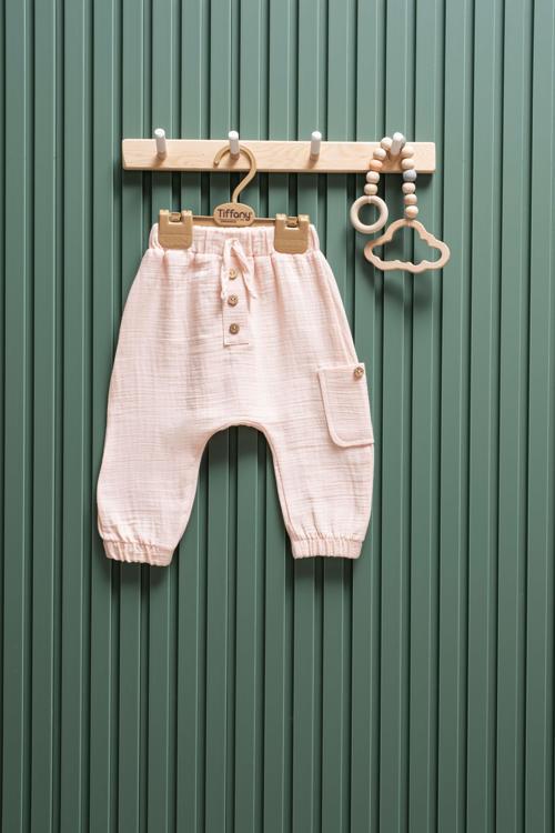 Bebek Müslin Şalvar Düğmeli Pantolon  6 Ay  3 Yaş
