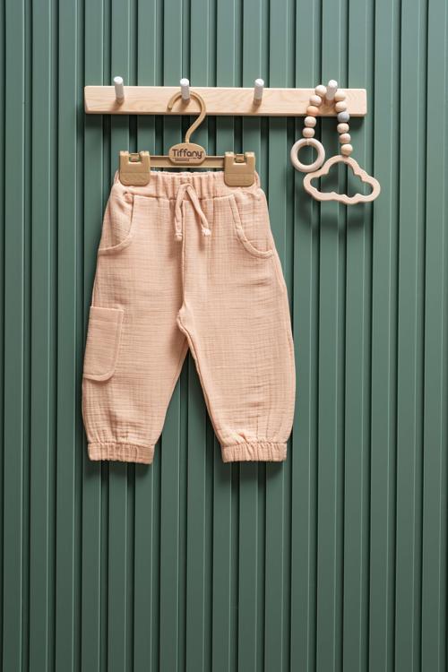 Unisex Müslin Kargo Cepli Pantolon  6 Ay  3 Yaş  %100 Pamuk
