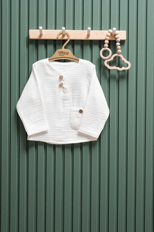 Unisex  Müslin Uzun Kollu Tişört 6 Ay  3 Yaş %100 Pamuk