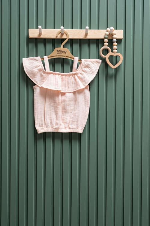 Kız Bebek Müslin İp Askılı Tişört  6 Ay  3 Yaş  %100 Pamuk