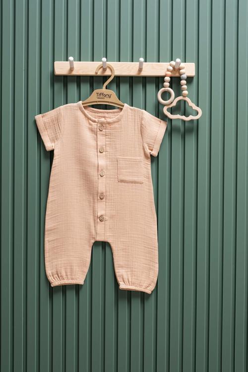 Yazlık Müslin Uzun Tulum Kısa Kollu 6 24 Ay %100 Pamuk