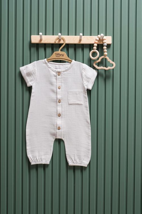 Yazlık Müslin Uzun Tulum Kısa Kollu 6 24 Ay %100 Pamuk