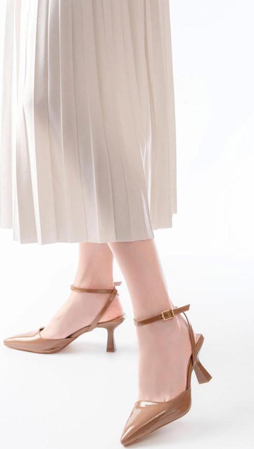 St-004 Vizon Rugan Günlük 7 Cm Topuklu Bayan Ayakkabı