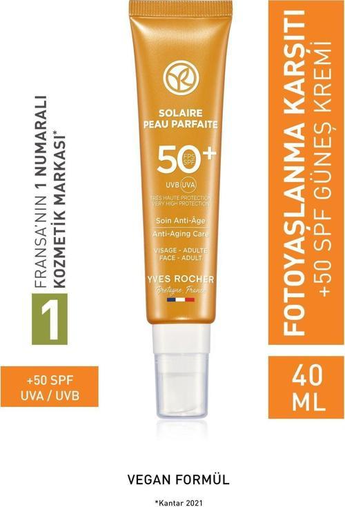 Spf 50 Yüksek Korumalı Fotoyaşlanma Ve Leke Karşıtı Yüz Güneş Kremi/Solaire Peau Parfaite-40 Ml