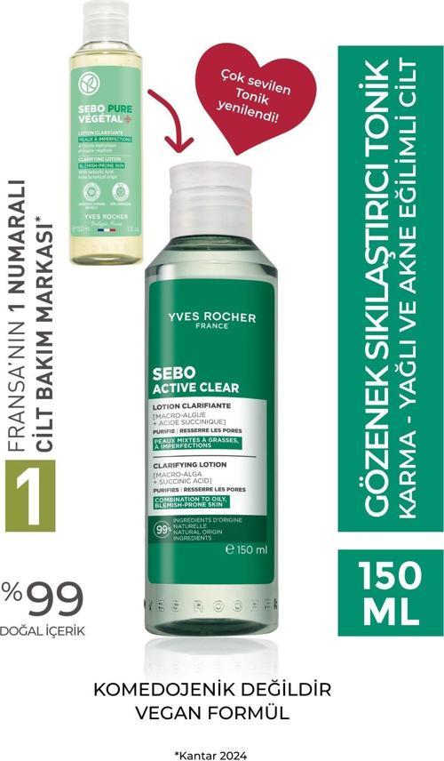 Arındırıcı Gözenek Sıkılaştırıcı Tonik-Süksinik Asit&Çinko-Sebo Active Clear Botanik Kompleks-150Ml
