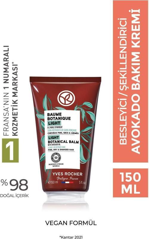 Avokado Bakım Kremi -Tüm Saçlar/Besleyici / Şekillendirici /Baume Botanique-Vegan-Durulanmaz-150Ml