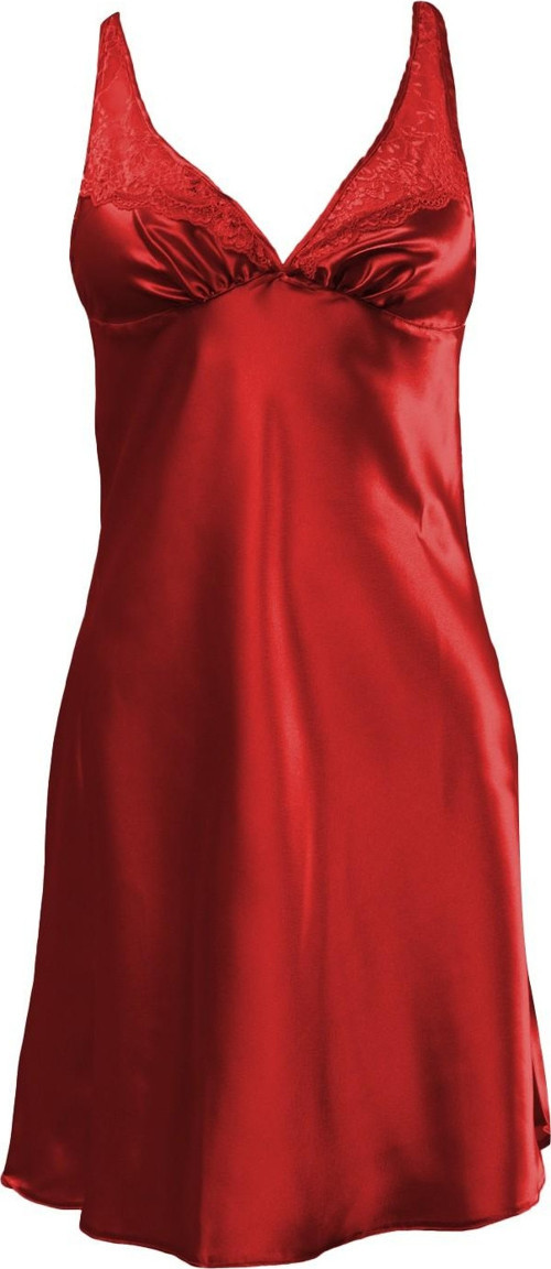 Kalın Askılı Dantelli Saten Gecelik