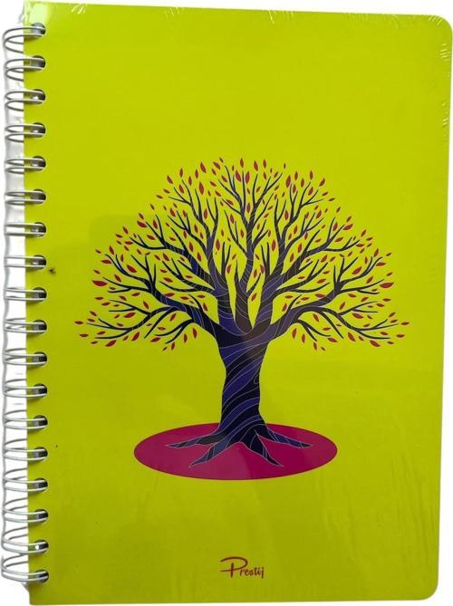 Yaşam Ağacı Resimli Neon Kareli Defter 72 Yaprak Sert Kapak Spiralli