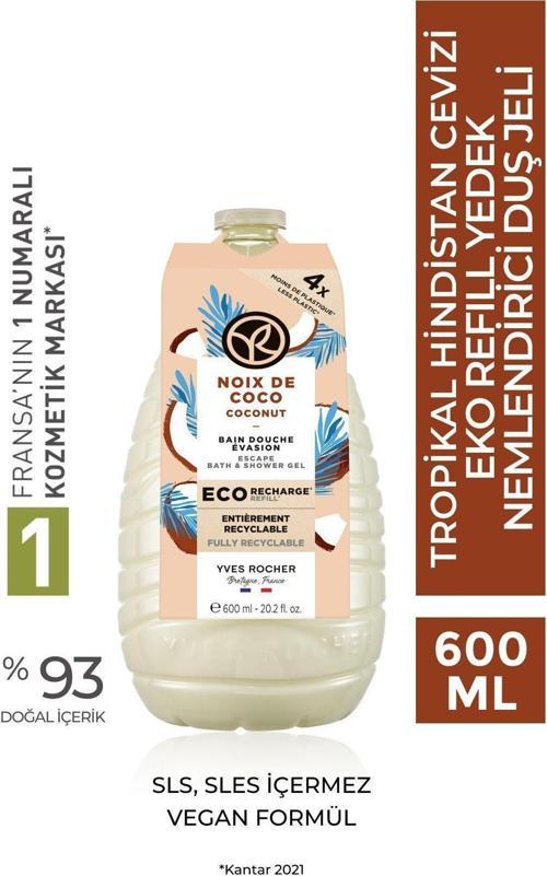 Nemlendirici Eko Refill Yedek Duş Jeli - Tropikal Hindistan Cevizi 600 Ml