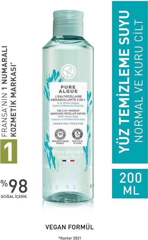 Normal Ve Kuru Cilt, Antioksidan, Prebiyotik Micellar Makyaj Temizleme Suyu-Pure Algue-200Ml
