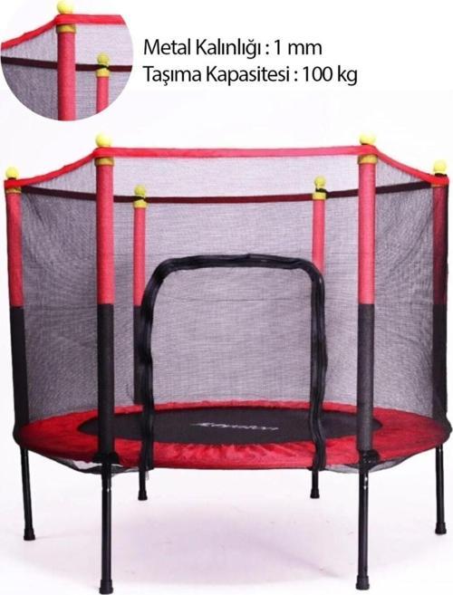 Güvenlik Korumalı Fileli 140 Cm Özel Fermuar Güven Konforlu Çocuk Trampolini 55 İnç Trambolin