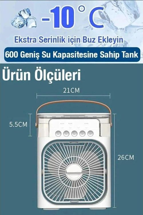 Taşınabilir Ev Ofis Hava Vantilatörü Nemlendirici Fan Ve Buhar Makinesi Rgb Işıklı