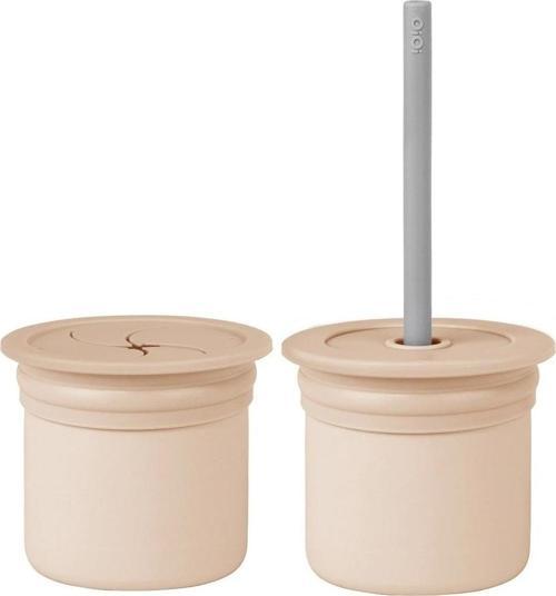Nessiworld    Pipetli Silikon Bardak Seti Bubble Beige / Powder Grey