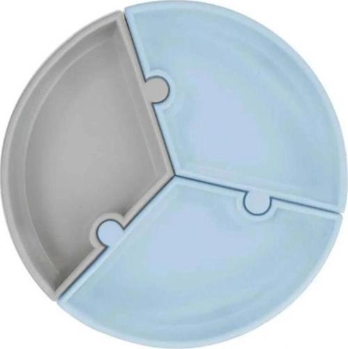 Nessiworld   Puzzle Vakum Tabanlı Silikon Tabak Mineral Blue / Powder Grey