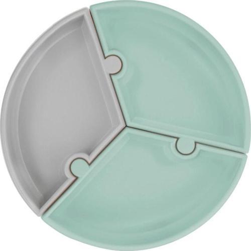 Nessiworld   Puzzle Vakum Tabanlı Silikon Tabak River Green / Powder Grey