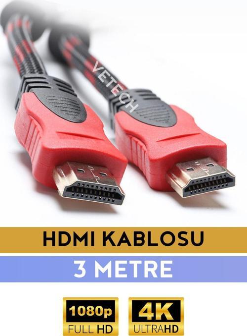 3 Metre Hdmi Kablo Full Hd Tv Monitör Uydu Alıcısı Pc Uyumlu Hdmı Kablosu