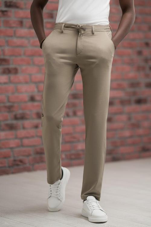 Regular Fit Likralı Penye Kumaş Beli İplikli Ve Lastikli Jogger Pantolon
