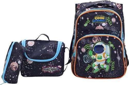 3 Lü Ortaokul Çanta Seti İlkokul Çantası Komple Astarlı Astronot