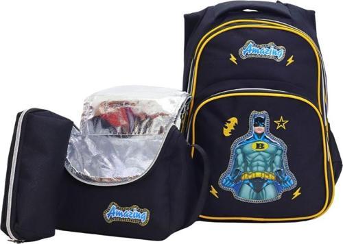 3 Lü Ortaokul Çanta Seti İlkokul Çantası Komple Astarlı Batman