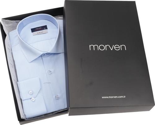 Slim Fit Düz Sert Yaka Kolay Ütülenebilen (HEDİYE KUTULU) Uzun Kollu Gömlek