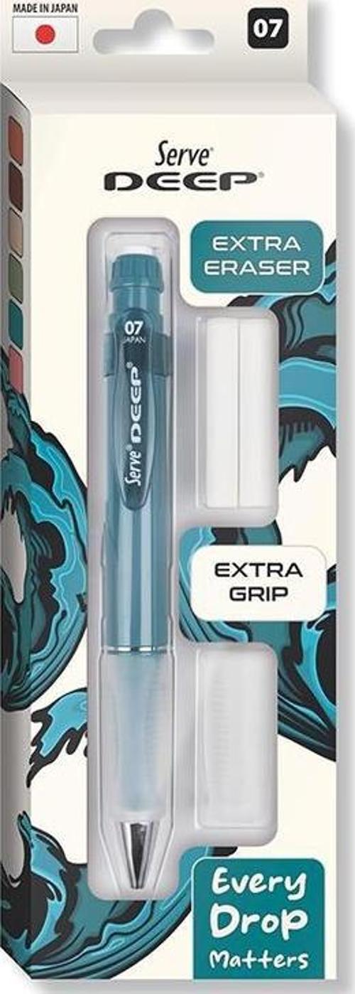 Deep Mekanik Kurşun Kalem 07mm Grip ve Silgi Yedekli Set Okyanus Mavisi