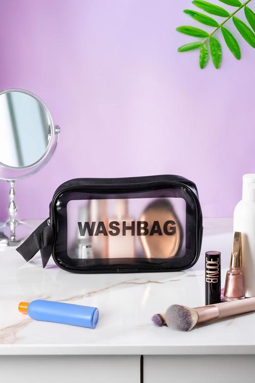 3140 Şeffaf Seyahat ve Makyaj Çantası Su Geçirmez Organizer Washbag 21x13cm