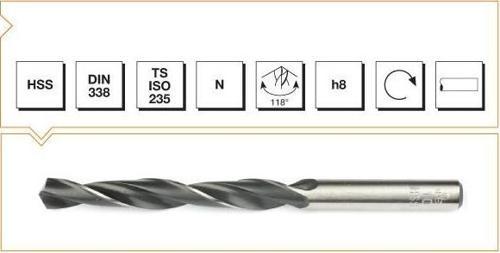 HSS DIN 338/R-N SİL.SAPLI KISA MAT. UCU-HADDELİ 8 mm