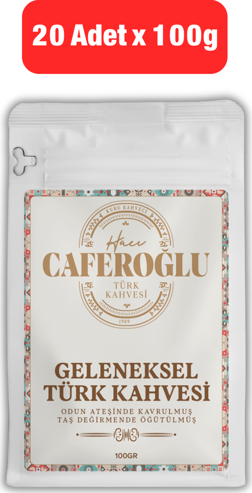 Odun Ateşinde kavrulmuş Taş Değirmende Öğütülmüş Türk Kahvesi (20 Adet 100 Gr Paket / 2 Kg)