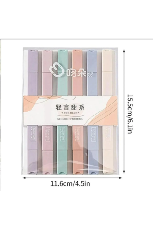 Supersoft 6'lı Pastel Fosforlu Kalem Seti – Çift Uçlu & Yumuşak Yazım