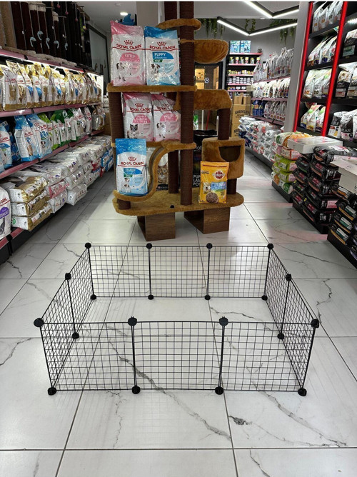 Evcil Küçük Hayvan Kedi Köpek Kuş Evi Kafesi Oyun Parkı Portatif Taşınabilir Metal Tel 12Panel