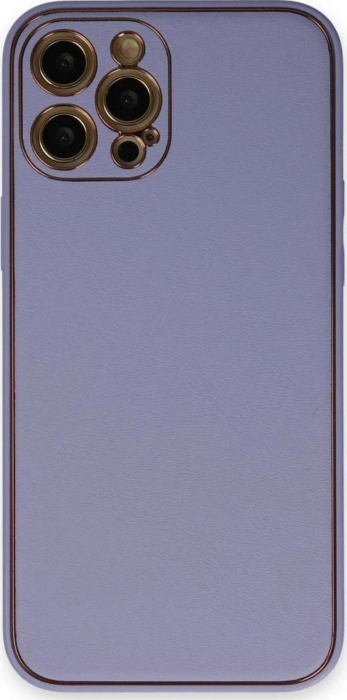 iPhone 12 Pro Kılıf Coco Deri Silikon Kapak - Açık Lila