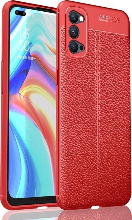 Oppo Reno 4 Kılıf Auto Focus Kapak - Kırmızı