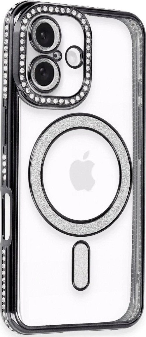 iPhone 16 Kılıf Joke Simli Magneticsafe Kılıf - Siyah