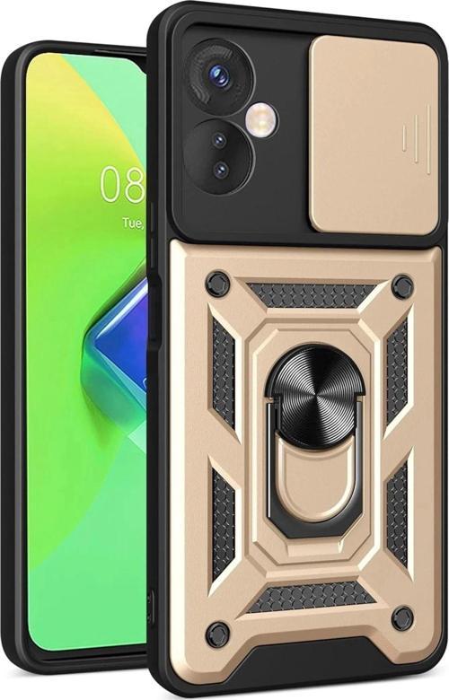 İnfinix Hot 30 4G Kılıf Pars Lens Yüzüklü Silikon - Gold