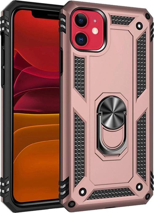 iPhone 11 Kılıf Sofya Yüzüklü Silikon Kapak - Rose
