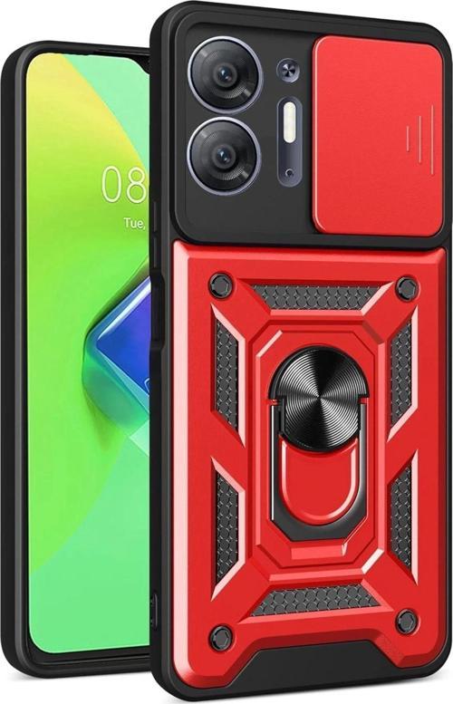 İnfinix Hot 30 5G Kılıf Pars Lens Yüzüklü Silikon - Kırmızı