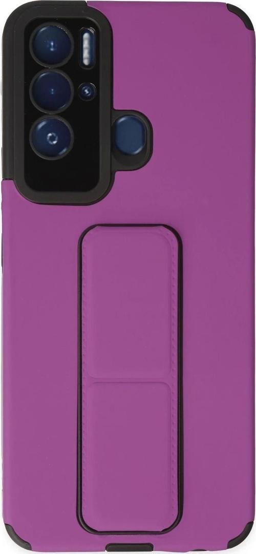 Tecno Pova Neo Kılıf Mega Standlı Silikon - Mor