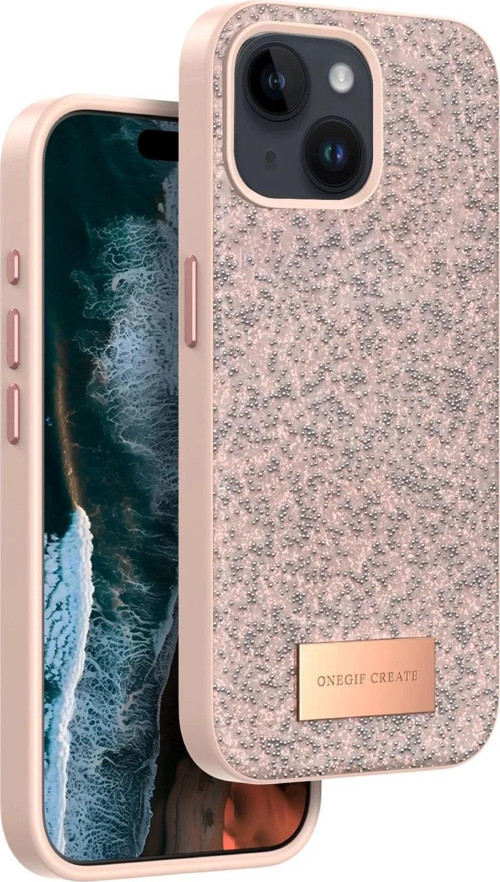 Onegif iPhone 15 Bright Simli Kapak - Pembe
