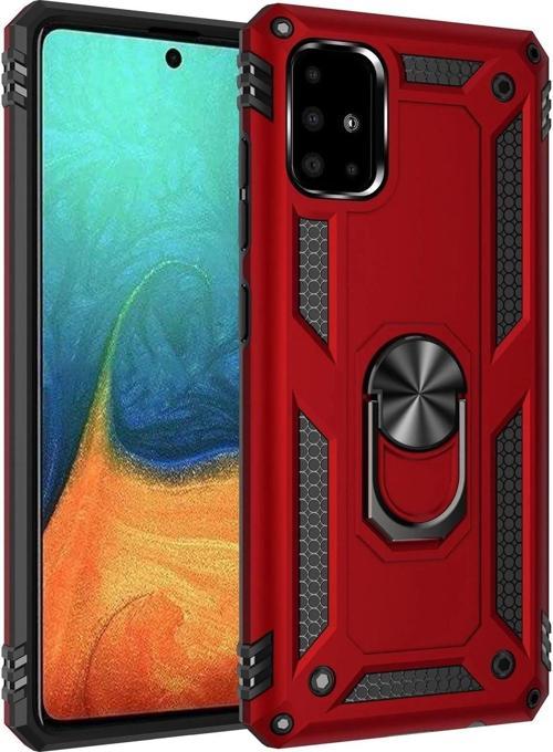 Samsung Galaxy A71 Kılıf Sofya Yüzüklü Silikon Kapak - Kırmızı