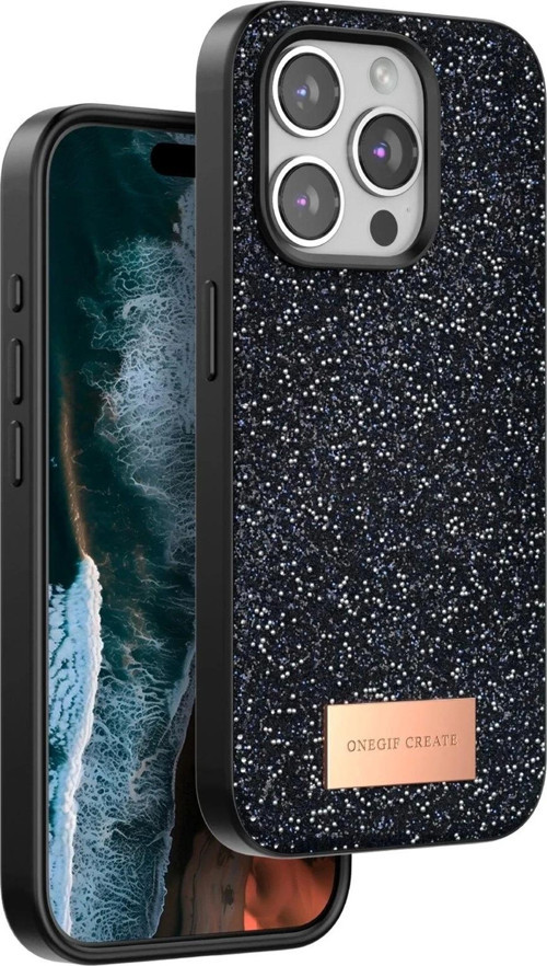 Onegif iPhone 14 Pro Bright Simli Kapak - Siyah