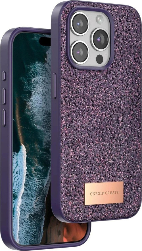 Onegif iPhone 14 Pro Max Bright Simli Kapak - Derin Mor