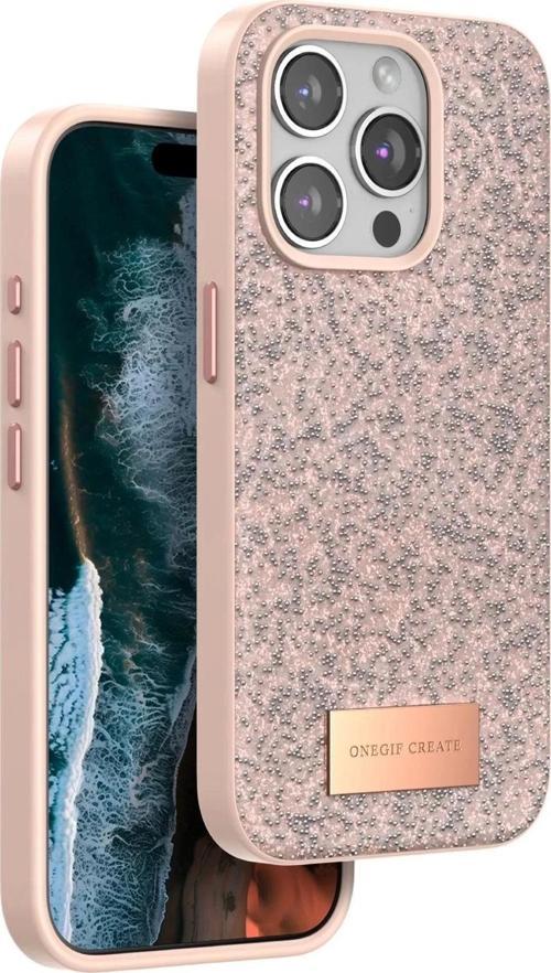 Onegif iPhone 15 Pro Bright Simli Kapak - Pembe