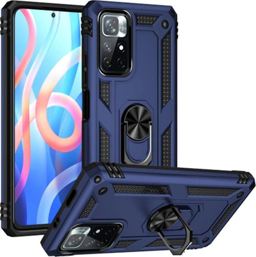 Xiaomi Redmi Note 11T Kılıf Sofya Yüzüklü Silikon Kapak - Lacivert