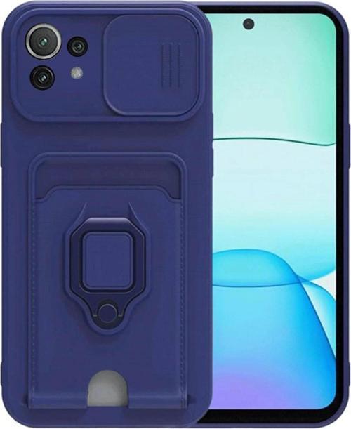 Xiaomi Mİ 11 Lite Kılıf Zuma Kartvizitli Yüzüklü Silikon - Lacivert
