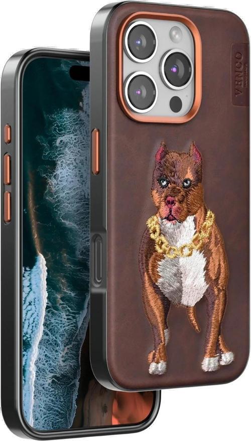 Venco iPhone 16 Pro Perma Desenli Kapak - Kahverengi