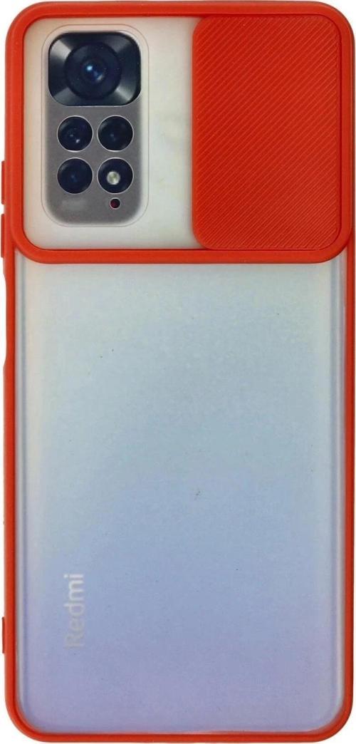 Xiaomi Redmi Note 11 Kılıf Palm Buzlu Kamera Sürgülü Silikon - Kırmızı