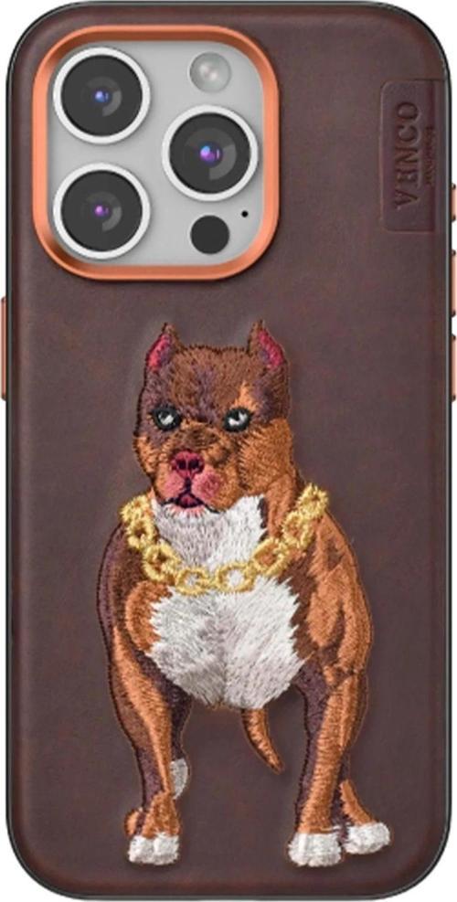 Venco iPhone 15 Pro Perma Desenli Kapak - Kahverengi