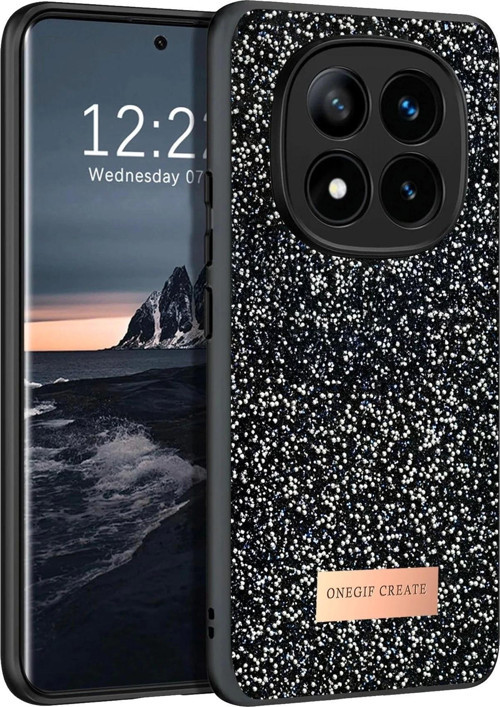 Onegif Xiaomi Redmi Note 14 Pro 4G Bright Simli Kapak - Siyah